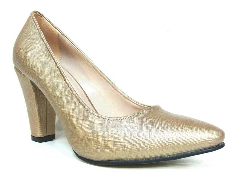 Koyu Altın Deri Stiletto Topuklu Bayan Ayakkabı