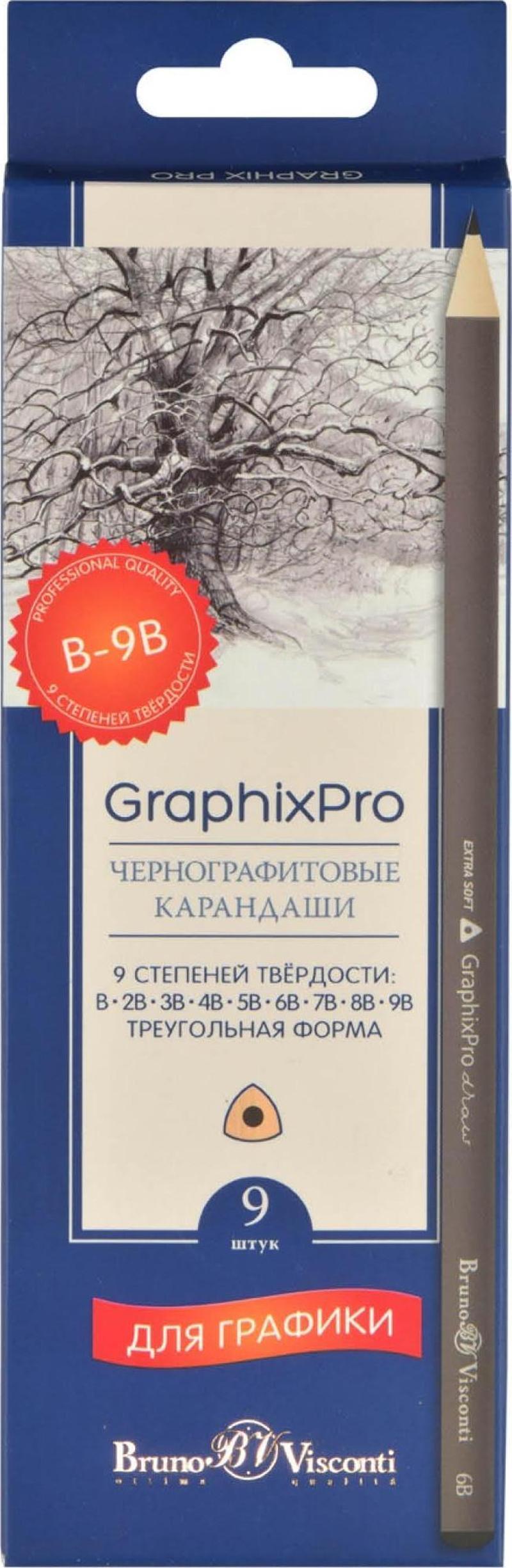 "GraphixPro'' Dereceli Kurşun Kalem Seti. 9 adet B-9B.