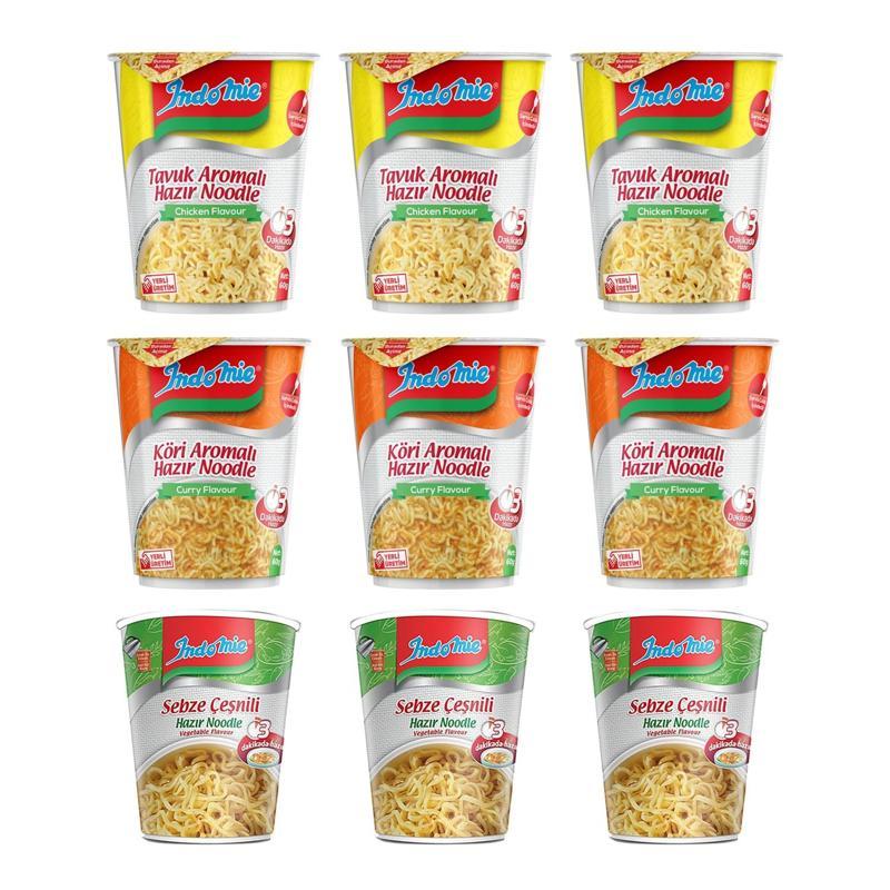 Noodle  60 gr Bardak 9 lu Karma Paket / Köri-Tavuk-Sebze