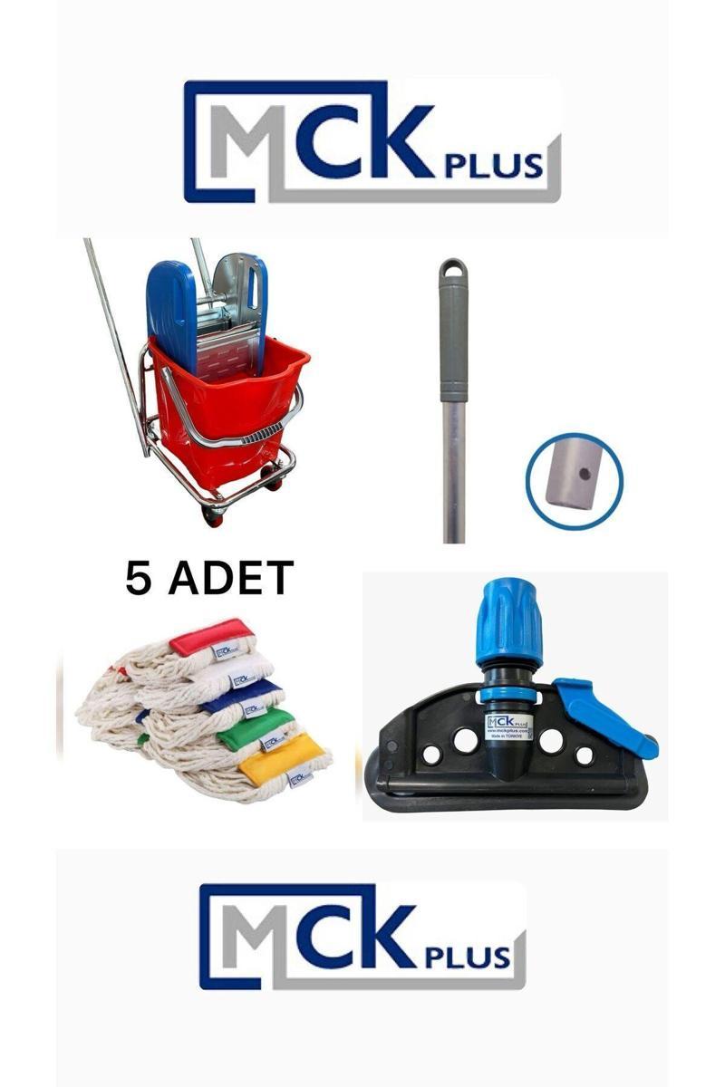 Tek Kovalı Çelik Presli Krom Temizlik Arabası Ve Paspas Arabası Temizlik Seti + Islak Mop Seti