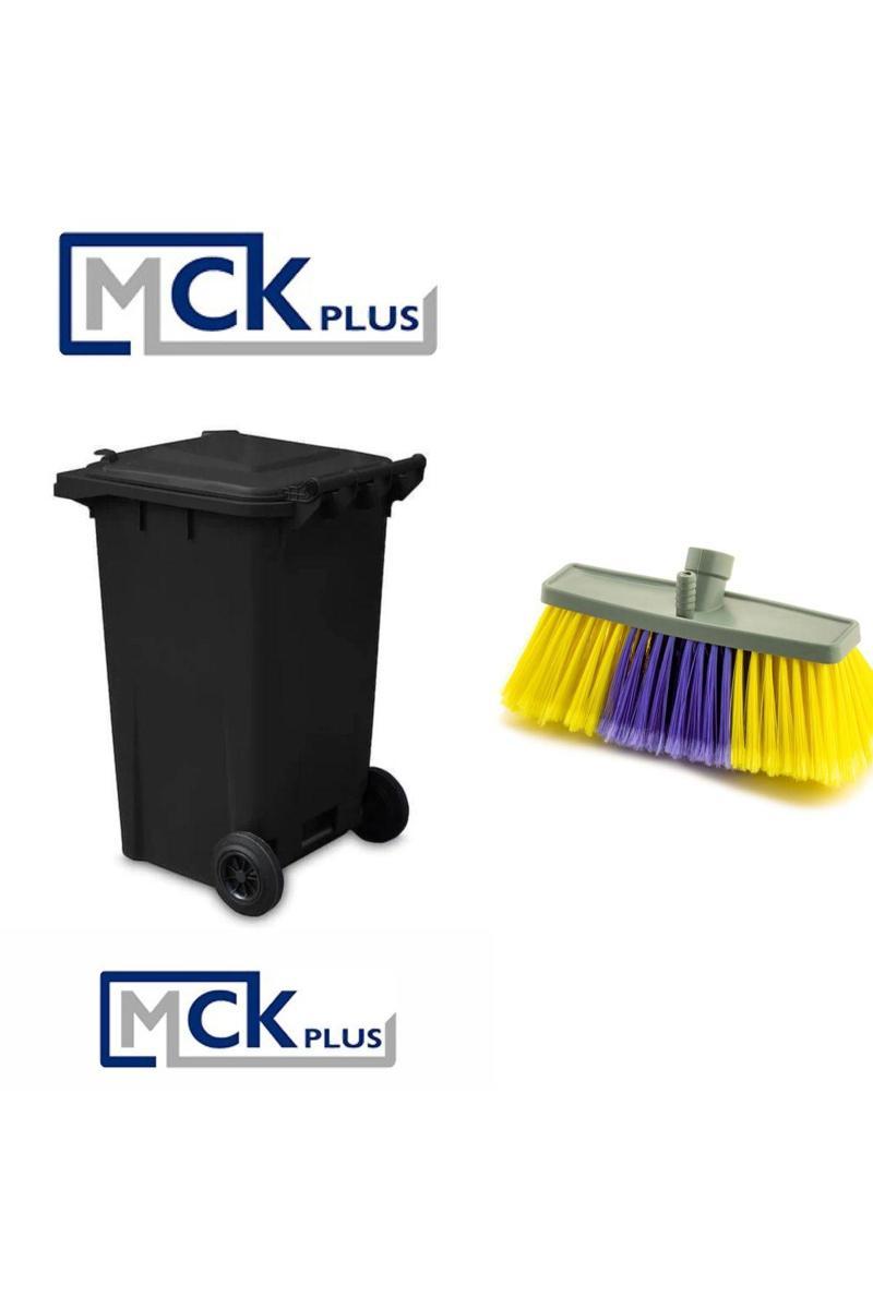 Fırçalı Siyah Plastik Çöp Konteyneri Takımı 240 Litre Konteyner - Isıya Dayanıklı Malzeme - Siyah