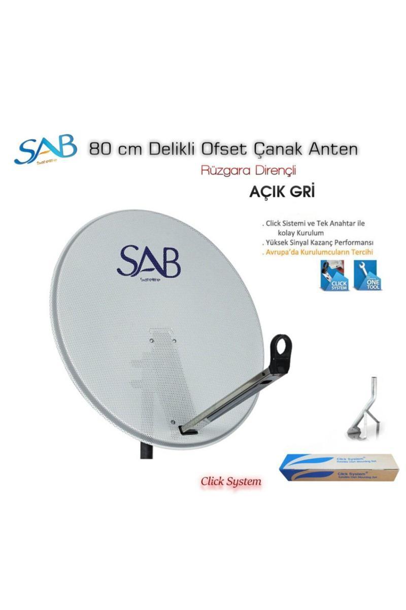 80 Cm Delikli Ofset Çanak Anten - Açık Gri