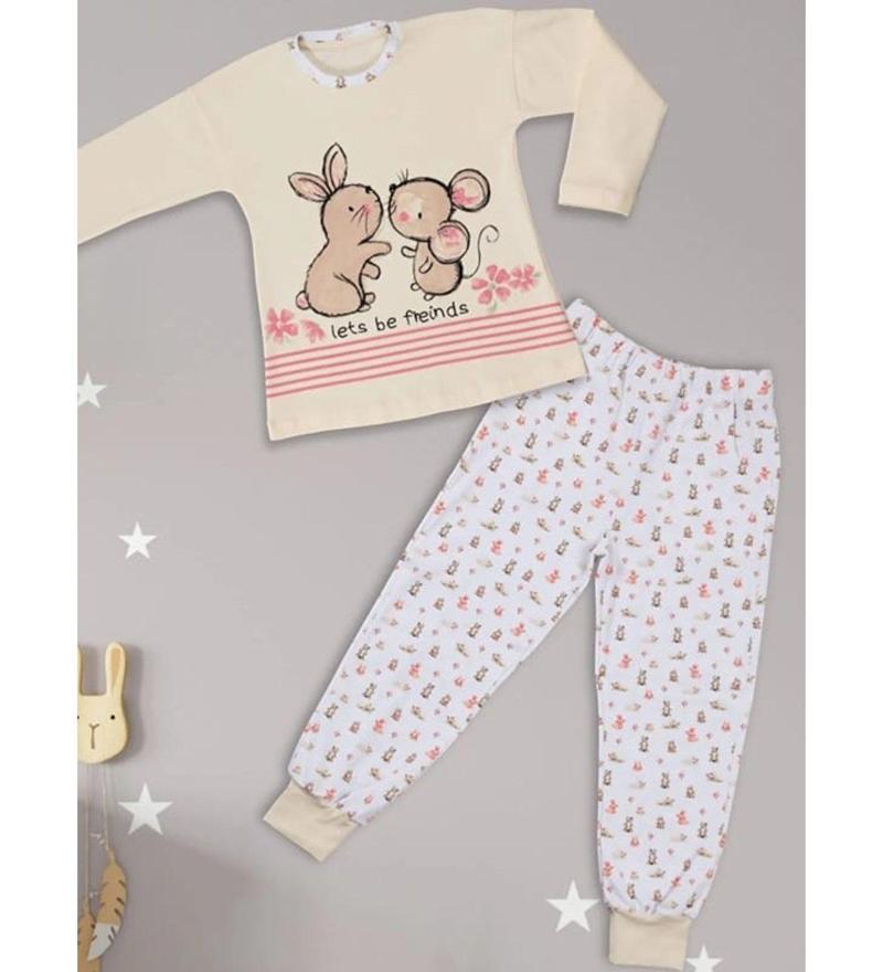 Kız Çocuk Pijama Takımı Bej
