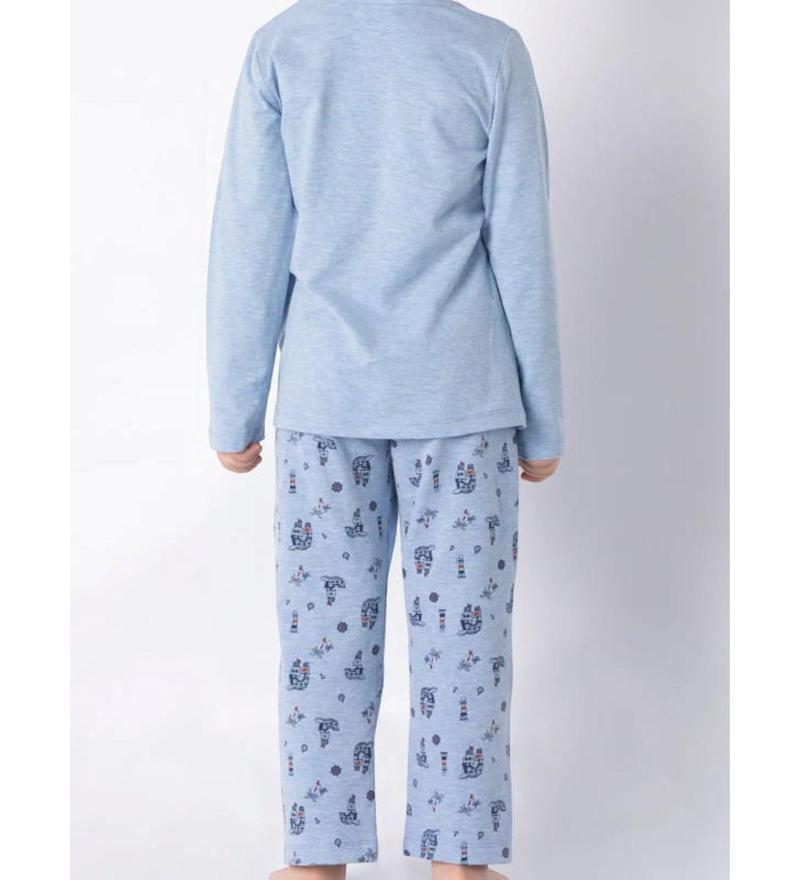 Erkek Çocuk Pijama Takımı mavi melanj