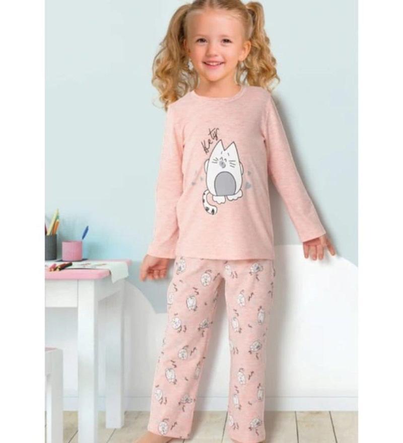 Kız Çocuk Pijama Takım Pembe Melanj