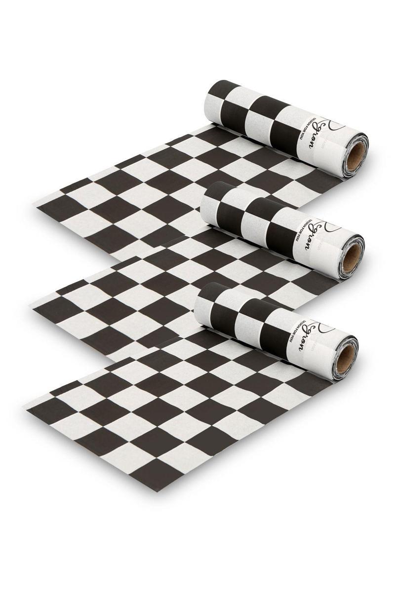 Bizdeneve Masa Ve Aktivite Piknik Örtüsü Kullan At Sıvı Geçirmez 3 Rulo ( Rulo İçi:10 Adet) Dama 100X120Cm