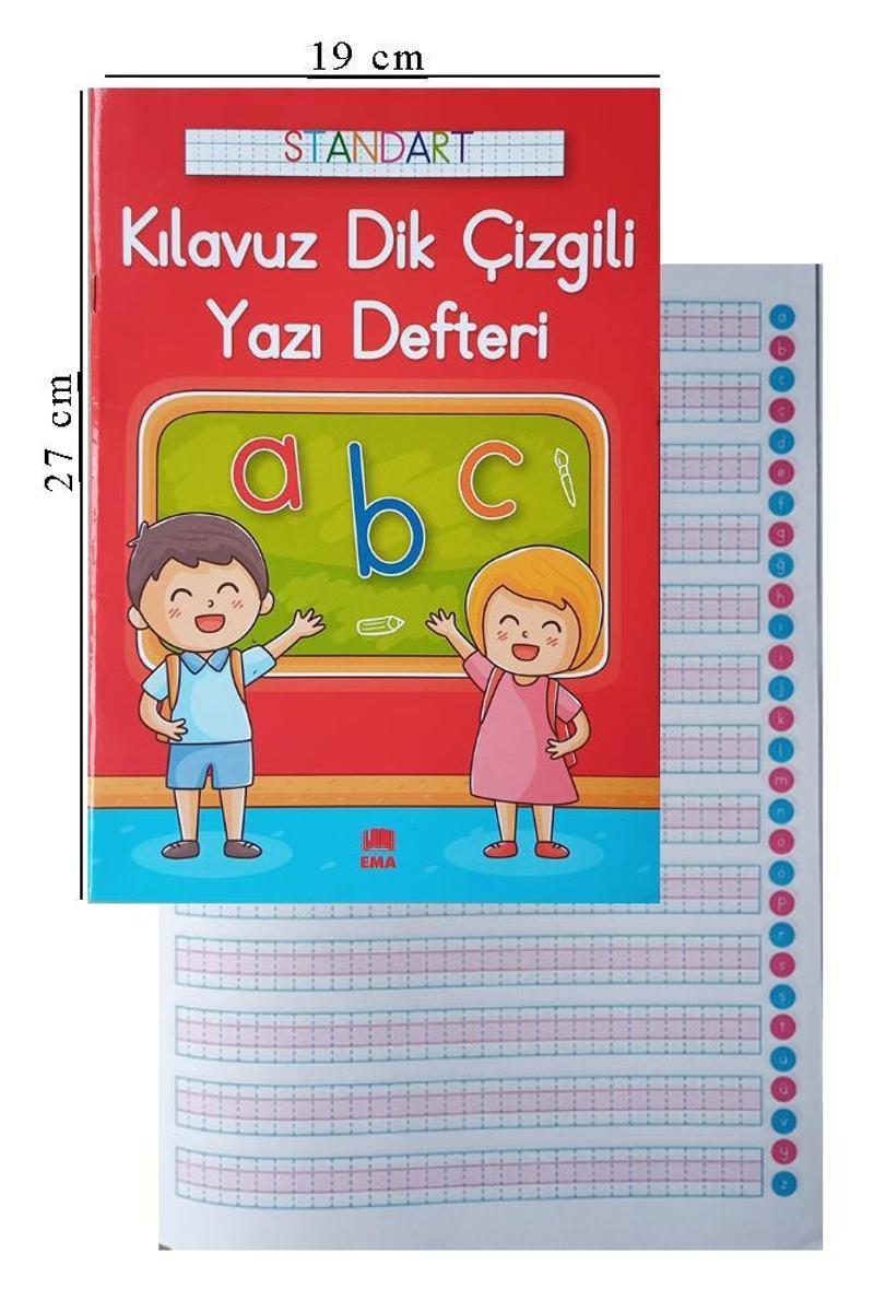Güzel Yazı Defteri A4 Boy 19x27 cm Kılavuz Dik Çizgili 24 Yaprak 1 Adet Standart Dik Çizgili Yazı Defteri Dik Temel Harf