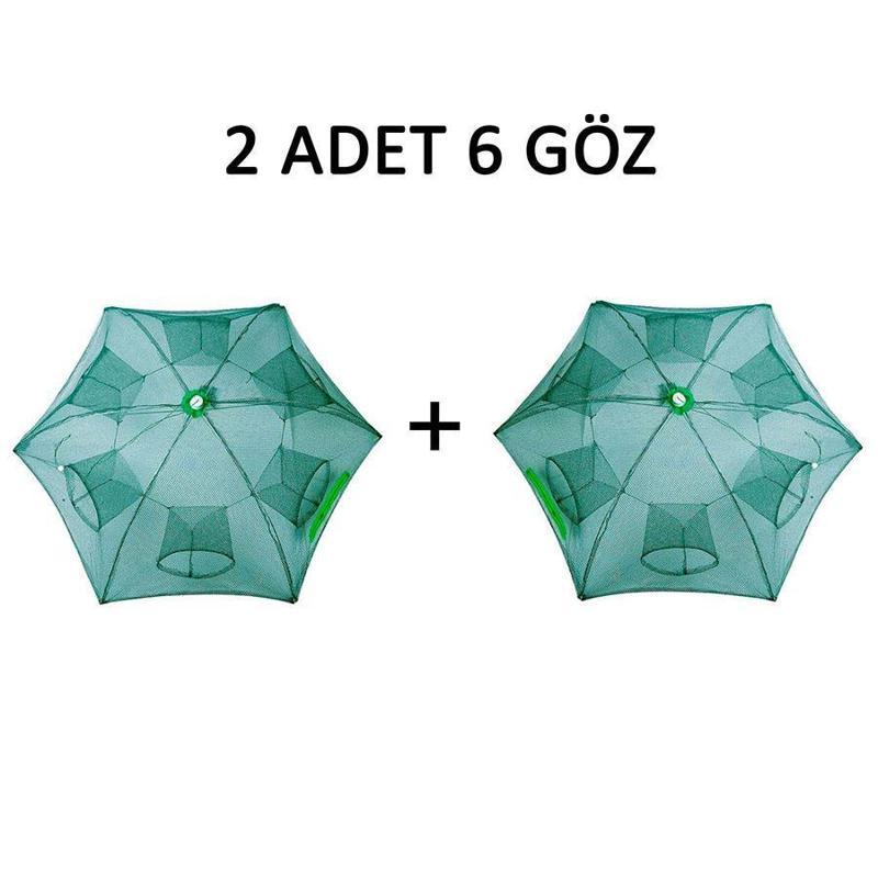  Şemsiye Balık Tuzağı 2 Adet 6 Göz Yengeç Kuş Balık Yakalama Tuzağı