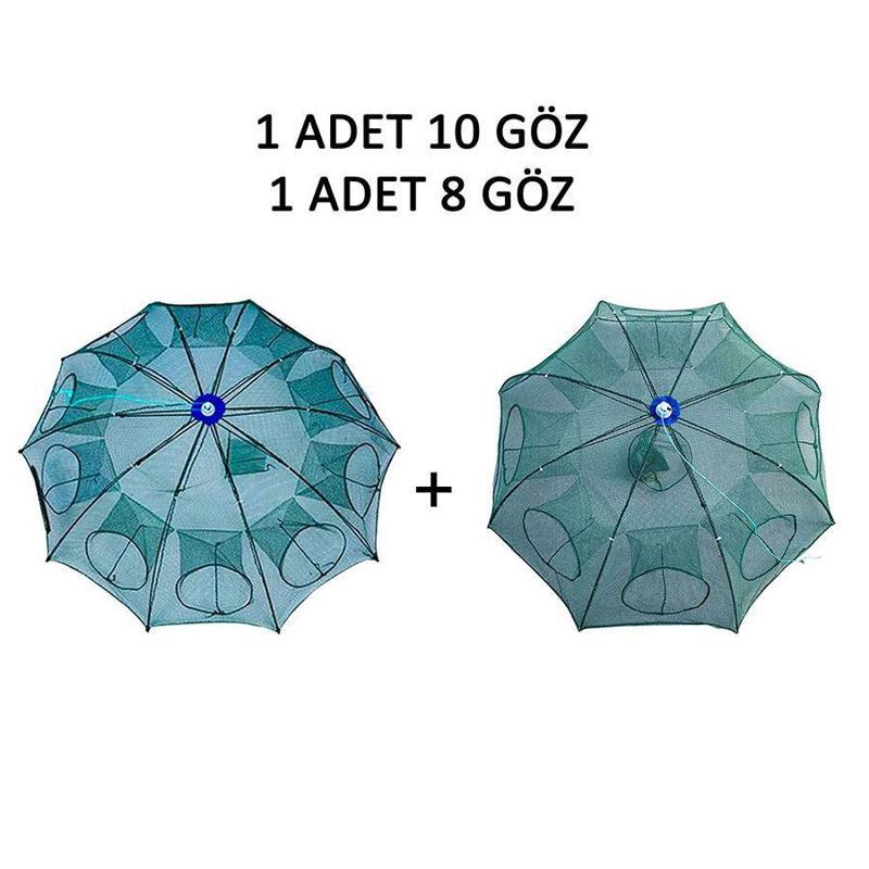 Şemsiye Balık Tuzağı 2 Lİ Set 1 Adet 10 Göz + 1 Adet 8 Göz