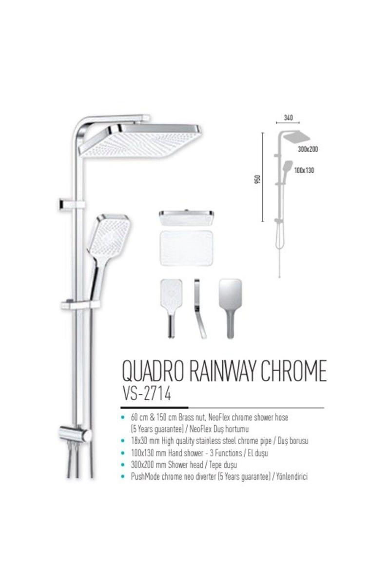 Quadro Rainway Chrome Robot Duş Seti