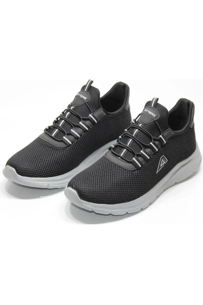 Erkek Sneaker Casual Rahat Bağcıksız Fileli Spor Ayakkabı 2003-101-0002 Siyah-Beyaz-44