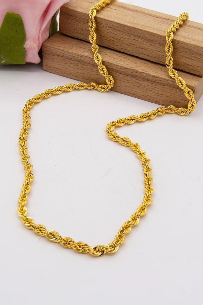 22 Ayar Altın Zincir 3 MM Halat Altın Zincir 55 CM Kadın Kolye LZNC1018