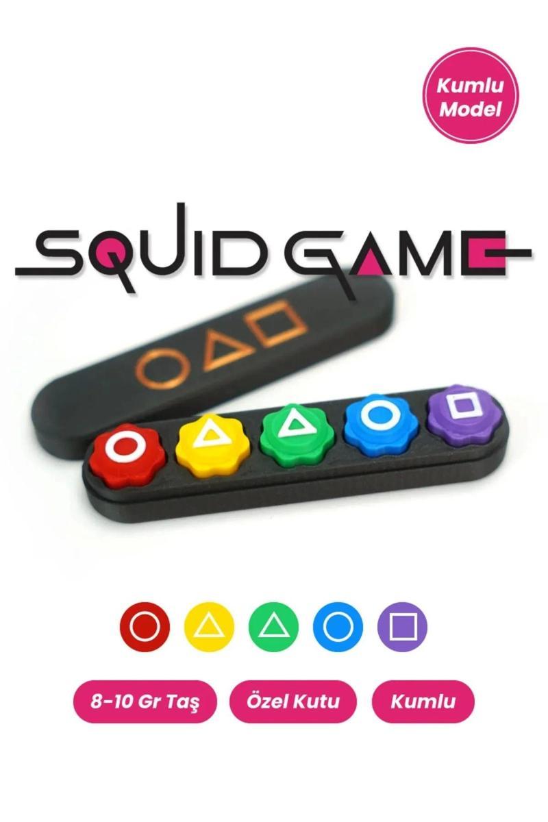 Özel Üretim Kumlu Renkli Beş Taş Gonggi Kalamar Squid Game 5 Taş Oyunu