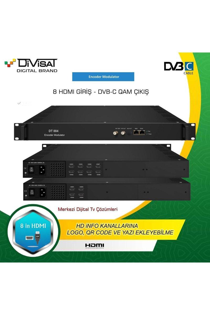 Dt-884 8 Hdmı Giriş 4 Dvb-C Qam Çıkış Transmodülatör