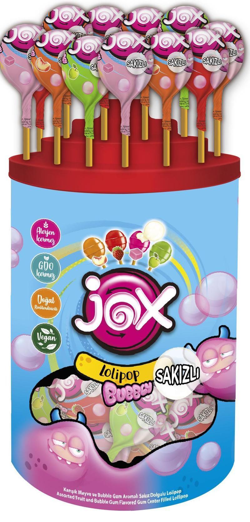 Bubbly - Çilek, Şeftali, Bubble Gum, Elma Aromalı Sakız Dolgulu Lolipop (13 g x 110 Adet/1 Paket)