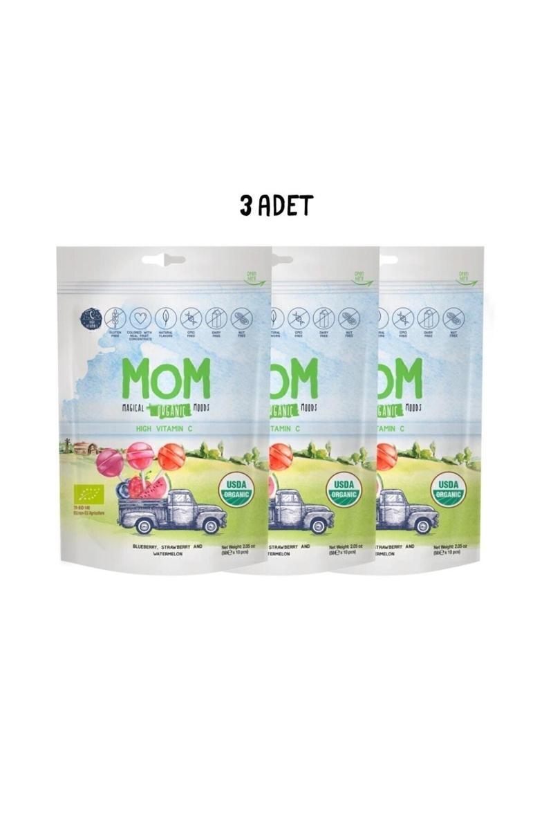 Organik Lolipop (Çilek, Karpuz, Yaban Mersini) 3'lü Paket