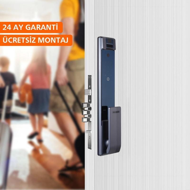 Akıllı Kilit Retina30 - İç Kilit Dahil & Montaj Dahil - Yüz Tanımalı, Kamera, Avuç Tanıma, Dahili Ekran