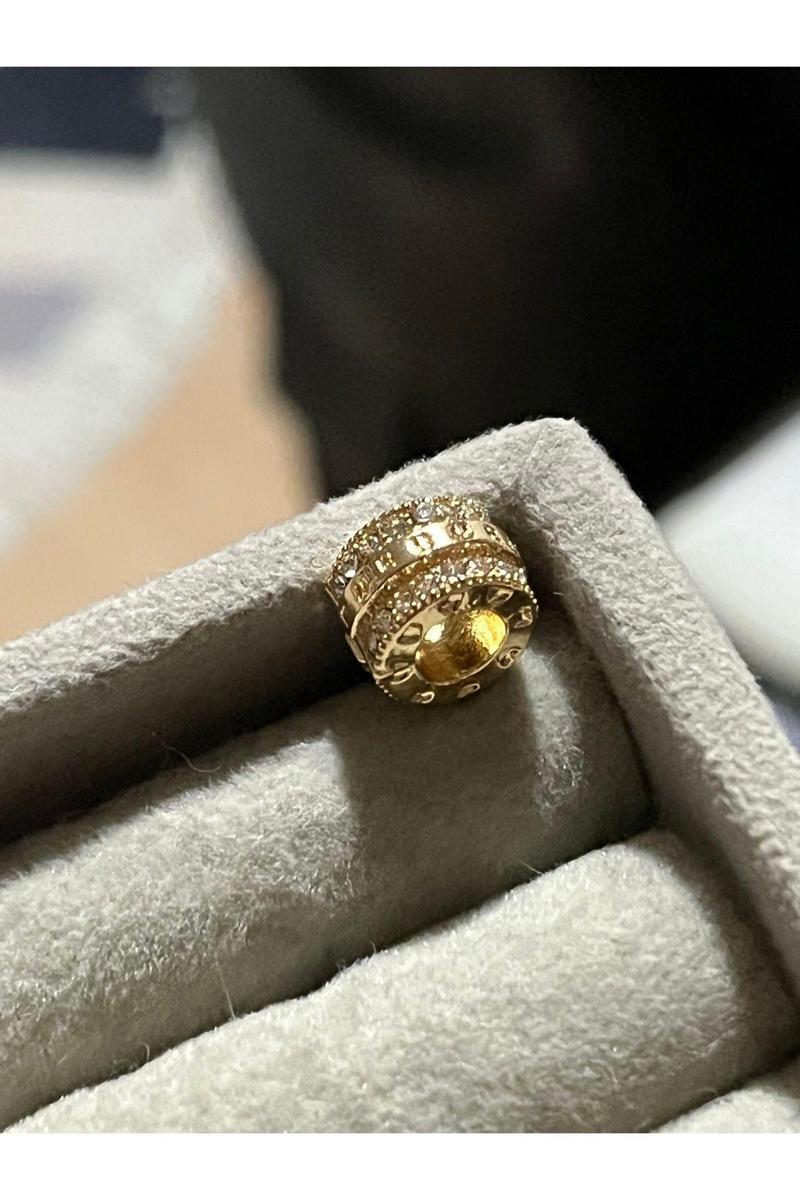 Logolu Charm Gold Gümüş Kaplama Klips Değildir Gold Battal Standart