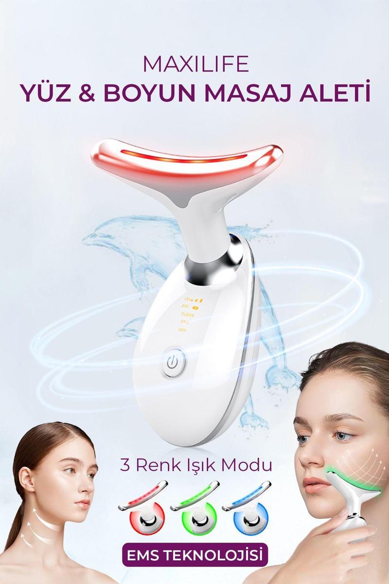 Boyun Ve Yüz Masaj Cihazı – Led Işıklı, Ems Mikro Akım, Isıtmalı & Titreşimli