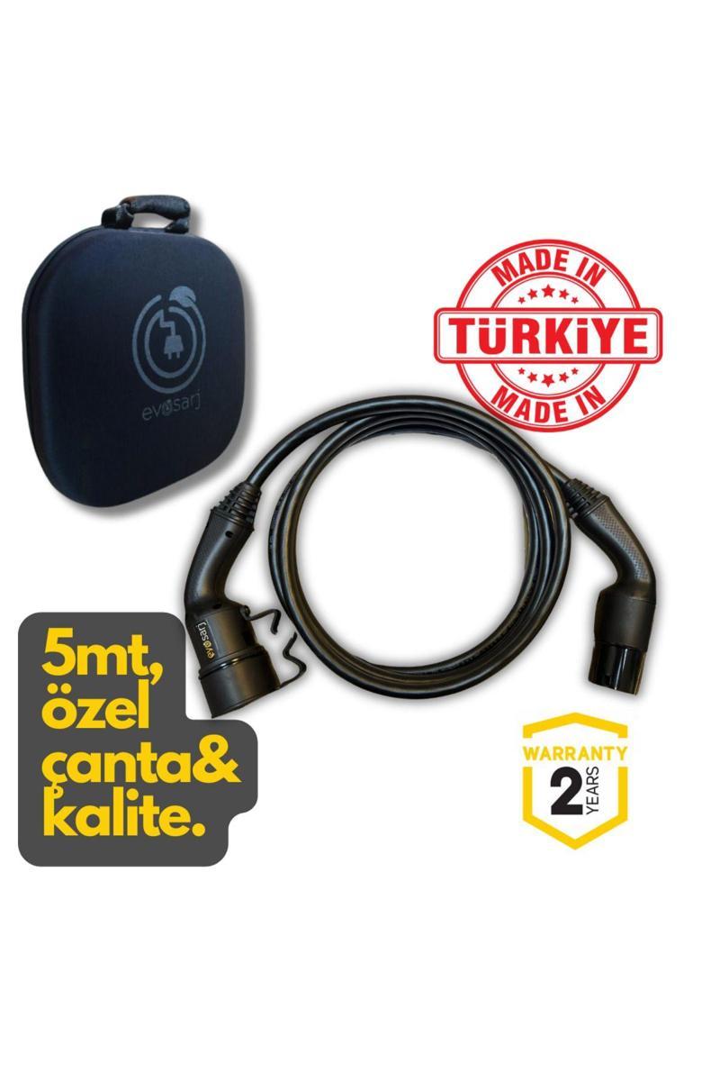 Mg Elektrikli Otomobil Araç Şarj Kablosu Tip 2 - Tip 2 Kablo 32 Amper 5 Metre 22Kw