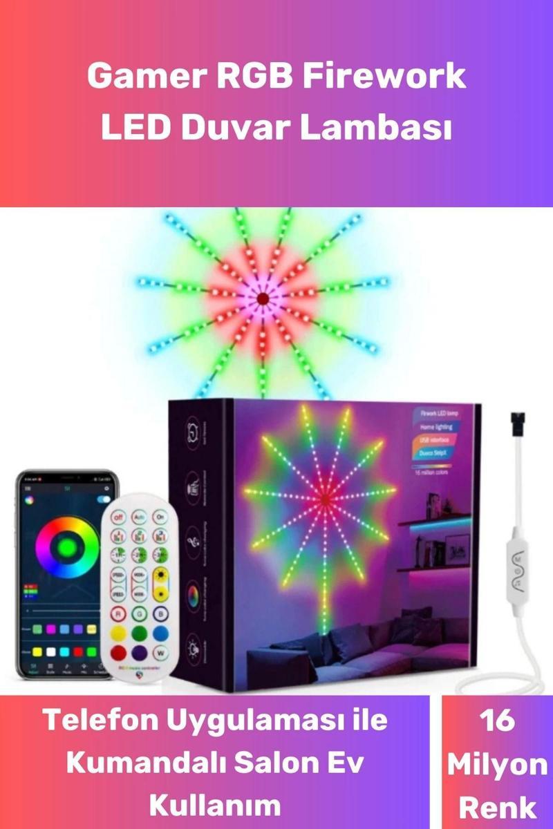 LED Duvar Lambası Telefon Uygulama Kumanda Akıllı Aydınlatma Salon Ev Yatak Odası Gamer RGB Firework