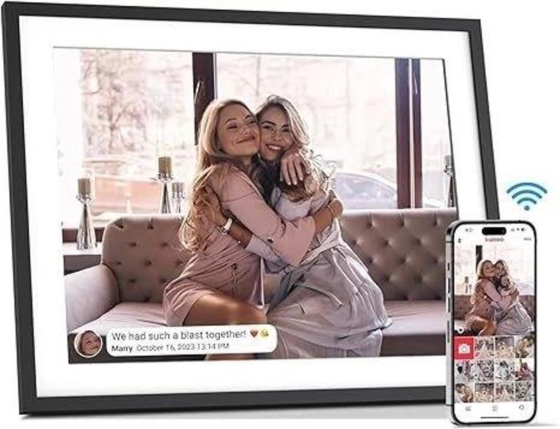 16.7 Inc Büyük Dijital Resim Çerçevesi WiFi, 32 GB 1280x960 HD -Siyah
