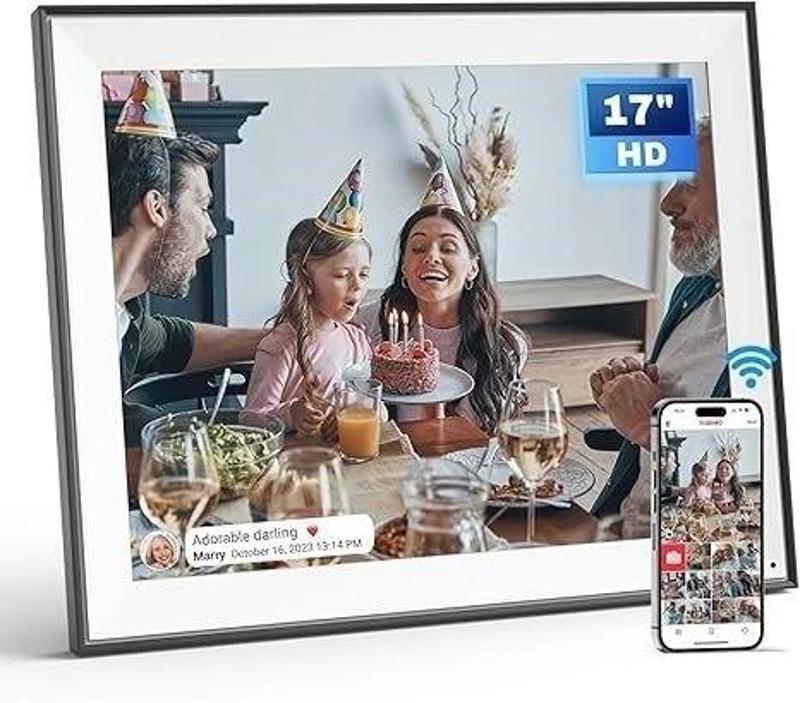 17 Inc HD Ekstra Büyük Dijital Resim Çerçevesi 64 GB 1280x960HD, Siyah