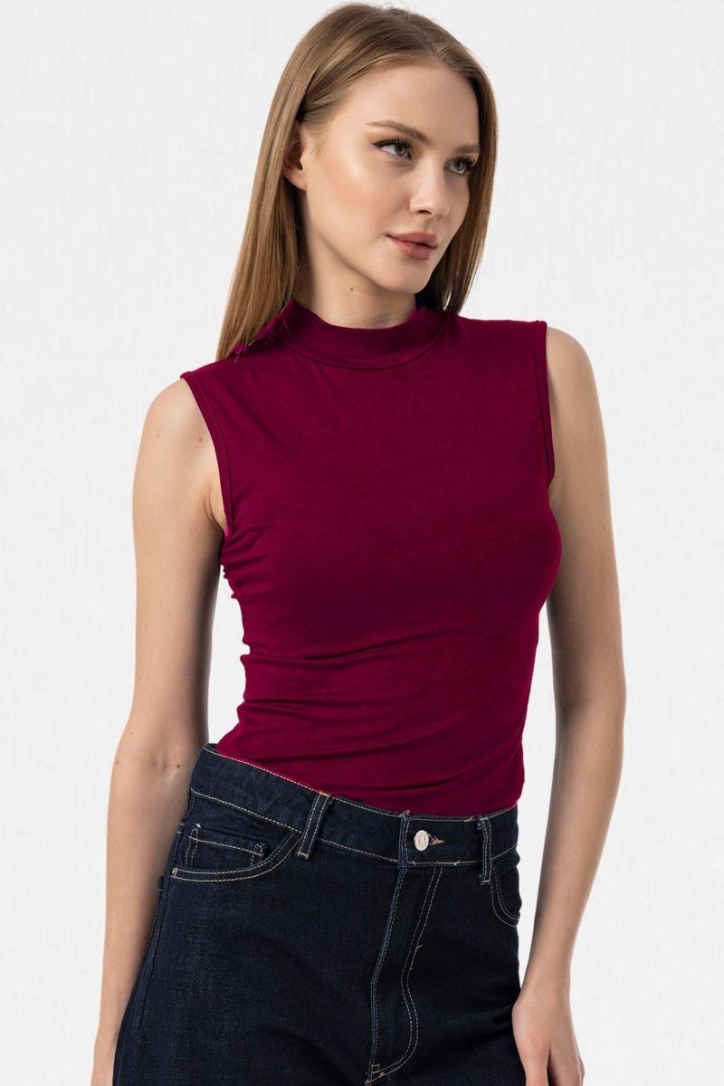 Bordo Kolsuz Body Bluz