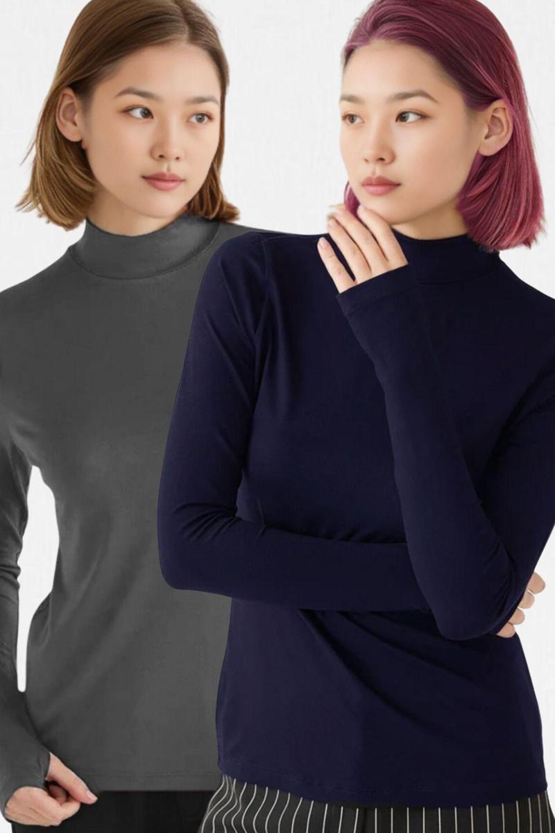 Kadın Antrasit Lacivert 2'Li Parmak Detaylı Ultra Soft Body