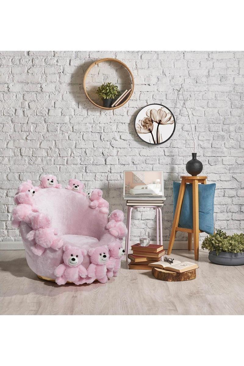 Mode Teddy Bears Kids Peluş Kumaş Pembe Ayıcıklı Berjer (daireye Teslim)