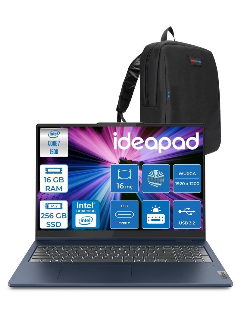 ıdeapad 5 16IRU9 Intel® Core™ 7 150U 16GB 256GB SSD 16" Wuxga 300NITS Dokunmatik Freedos Taşınabilir Bilgisayar+Lenovo Pen 883DU0052TR01+ZETTAÇANTA