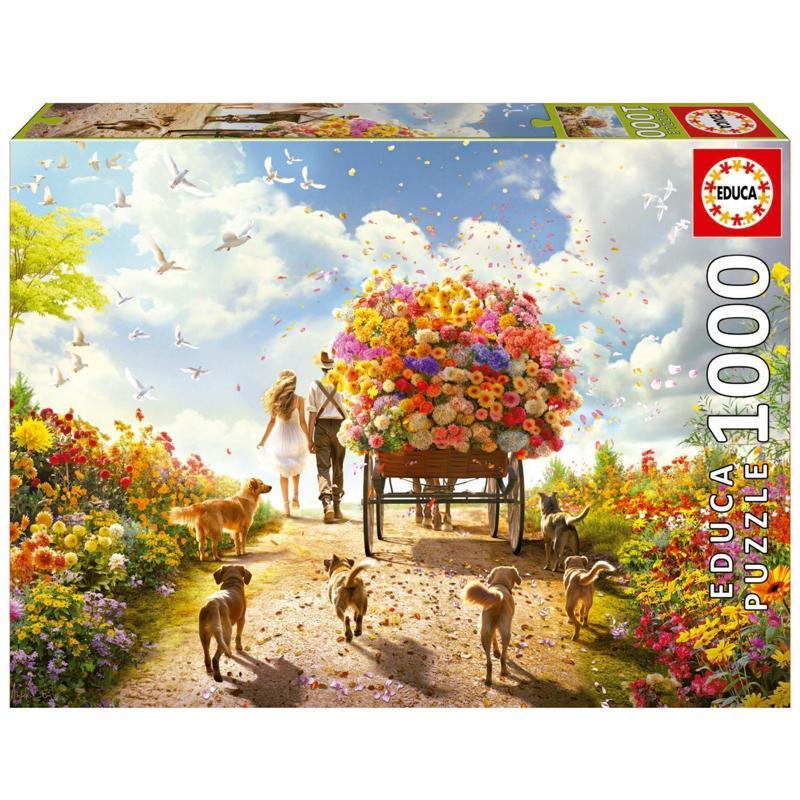 1000 Parçalık Çiçek Taşıyan Araba - 19921 - Carrying Flowers