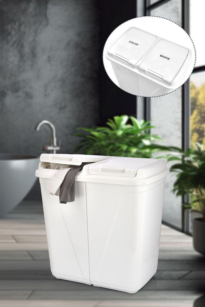 Kirli Çamaşır Sepeti Iki Bölmeli 90 Litre (Büyük)