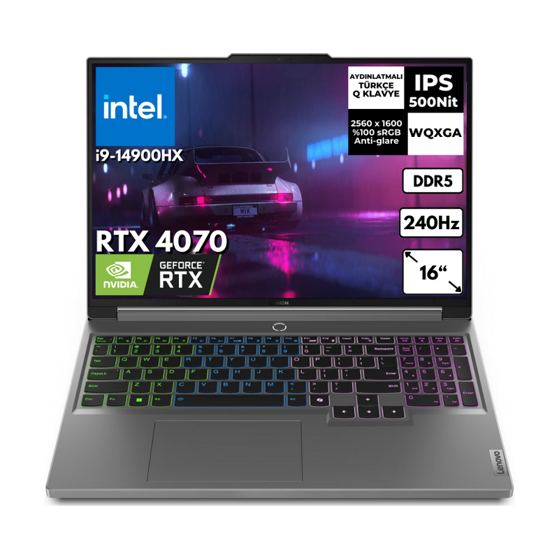 Legion 5 16IRX9 i9-14900HX 32 GB 512 GB SSD 8GB RTX4070 16" WQXGA Windows 11 Pro Notebook 83DG00F1TR BT57