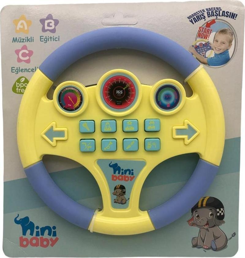 Nini Baby Direksiyon Eğitici Sesli Müzikli 21*21 cm 8 Tuşlu Oyuncak Direksiyon