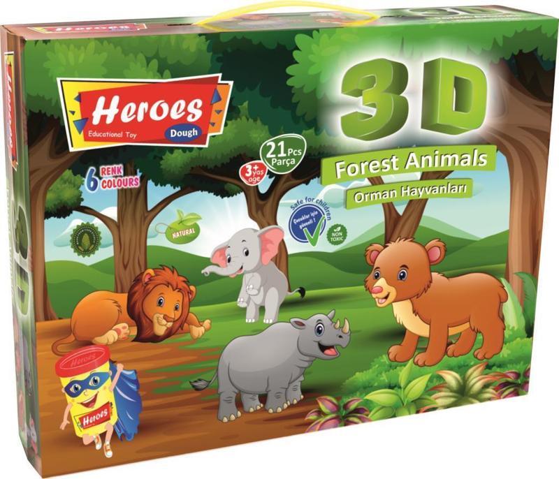 HEROES 3D ORMAN HAYVANLARI 6 RENKLİ OYUN HAMURU ERN-571