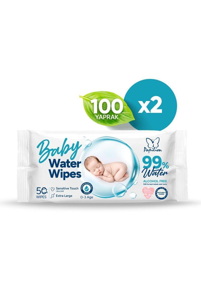 Baby Water Wipes %99 Saf Su İçeren Bebek Islak Havlu 2x50 (100 yaprak)