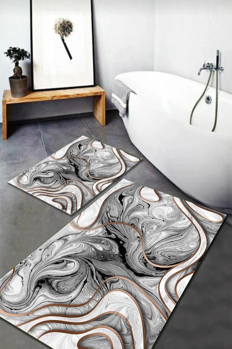 Banyo Paspas Takımı 2'li Set Kaymaz Tabanlı Yıkanabilir BB-114