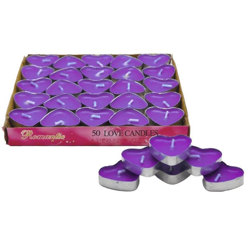 TEALİGHT KALP 50 Lİ MUM MOR