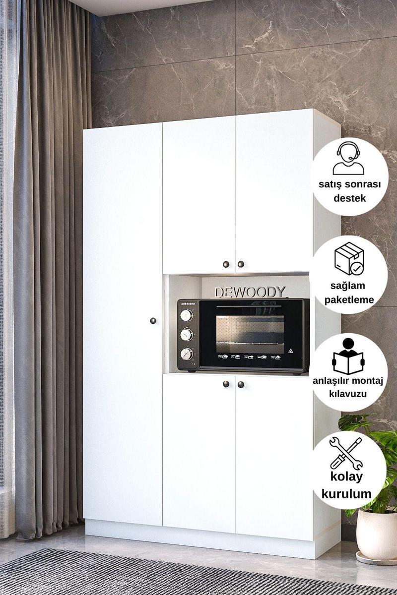 Çok Amaçlı 5 Kapaklı Kiler Dolabı Mikrodalga Dolabı Mini Fırın Dolabı
