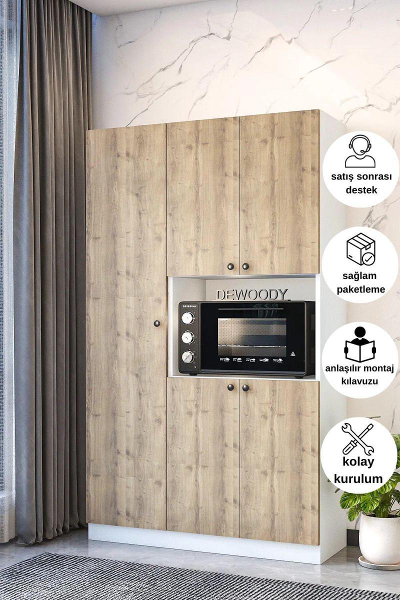 Çok Amaçlı 5 Kapaklı Kiler Dolabı/ Mikrodalga Dolabı/ Mini Fırın Dolabı