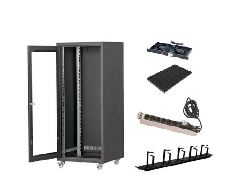 19'' 20U 600X600 RACK KABİNET+2LİFAN+SABİT RAF+GRUP PRİZ+KABLO ORGANİZER