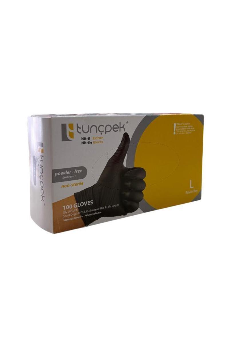 Nitril Siyah Eldiven 100 Adet Pudrasız L (Large)