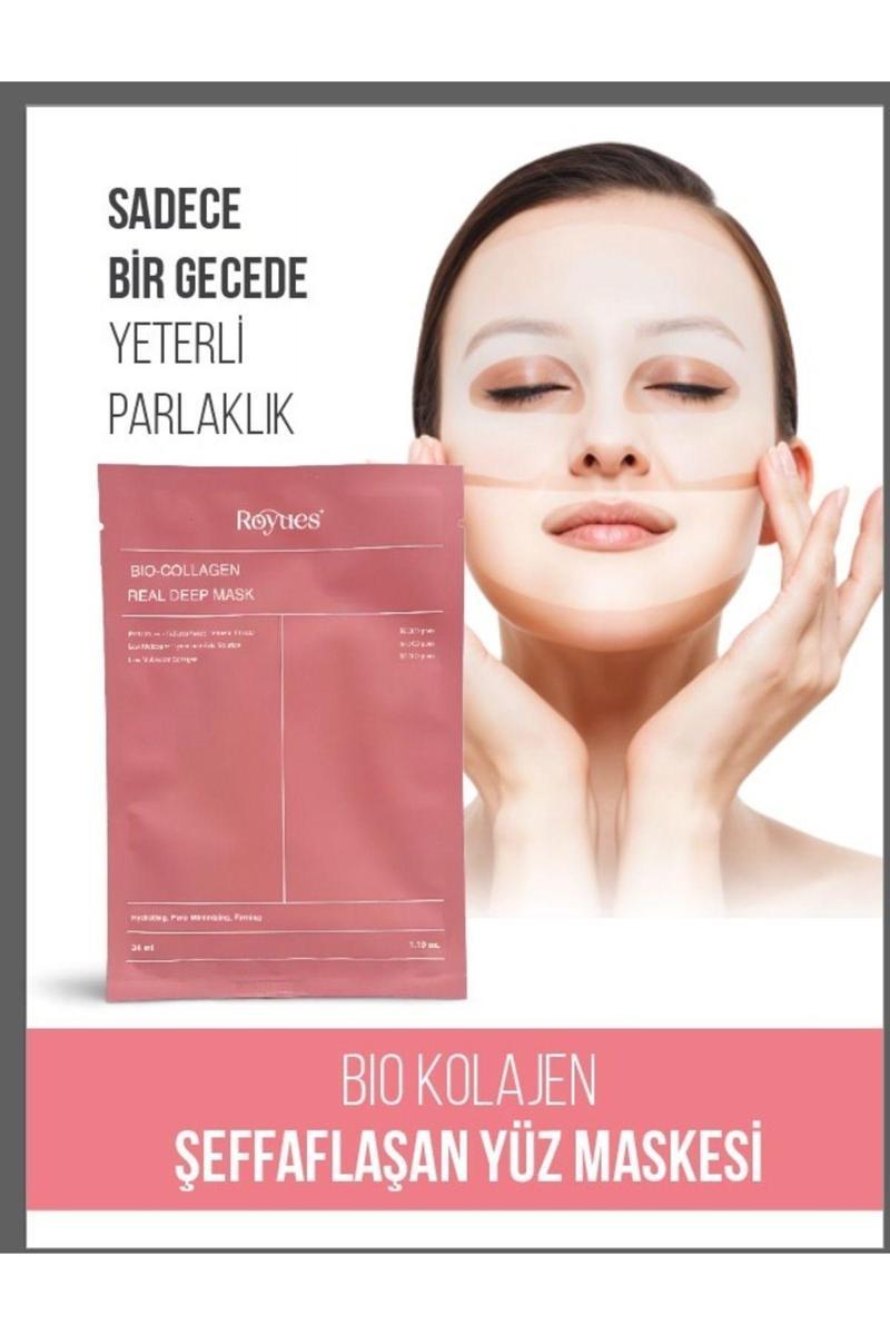 Kolajen Yüz Maskesi Şeffaflaşan Kolajen Yüz Maske Yaşlanma Karşıtı Parlaklık Nemlendirme (1 Adet)