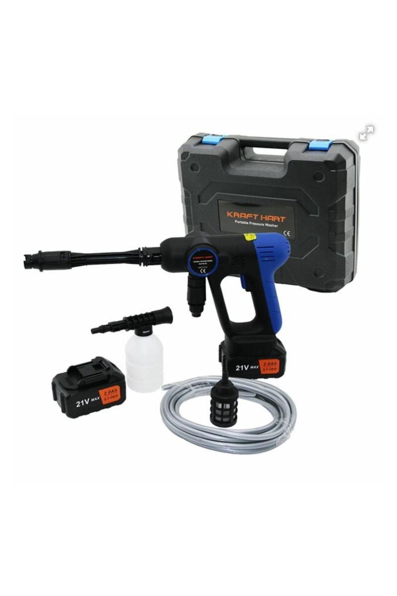 Şarjlı Oto Yıkama Makinesi Yedek Bataryalı ) ( 5Mt Hortum ) ( 150W & 21V )*5