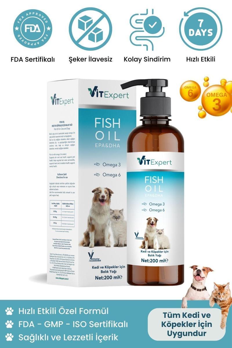 Kedi,Ve,Köpekler,Için,Premium,Fish,Oil,200,Ml,Omega,3,6,Içerikli,Bağışıklık,Destekleyici,Balık,Yağı
