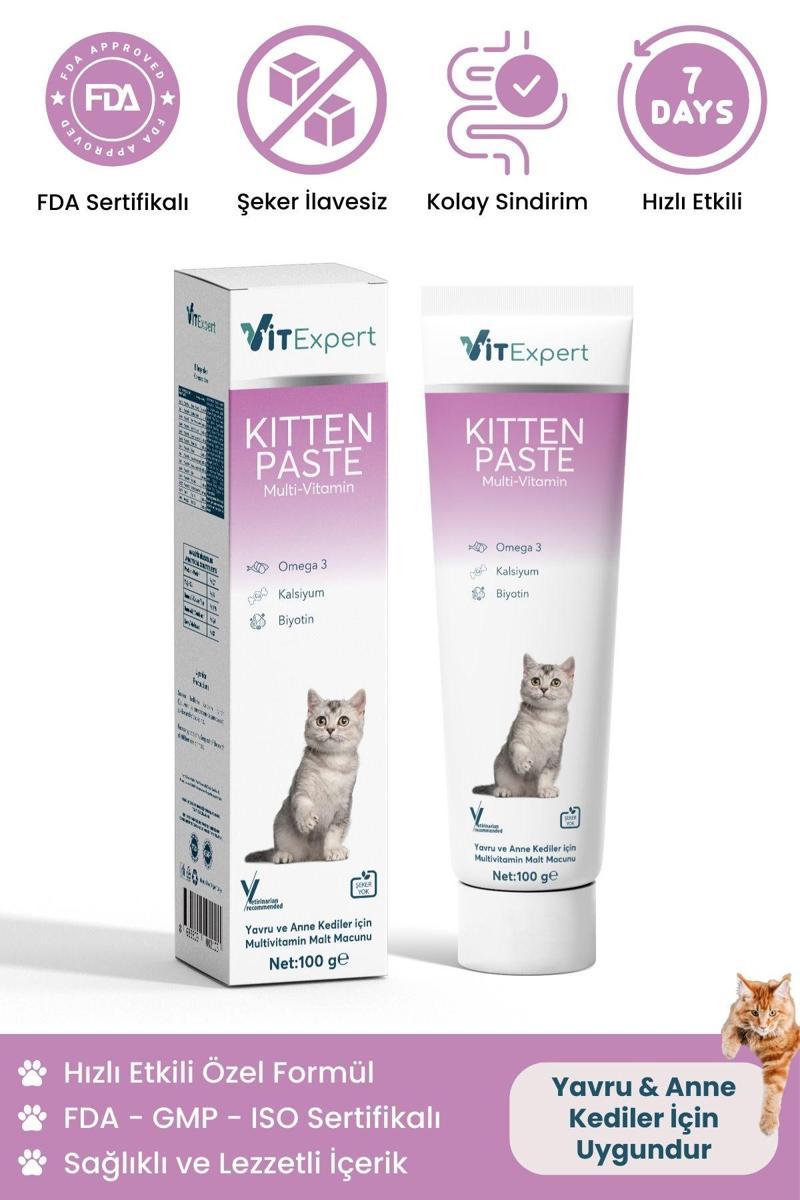 Kitten,Paste,Yavru,Kediler,Için,Multi,Vitamin,Bağışıklık,Kas,Gelişimi,Destekleyici,Malt,Macun,100,Gr