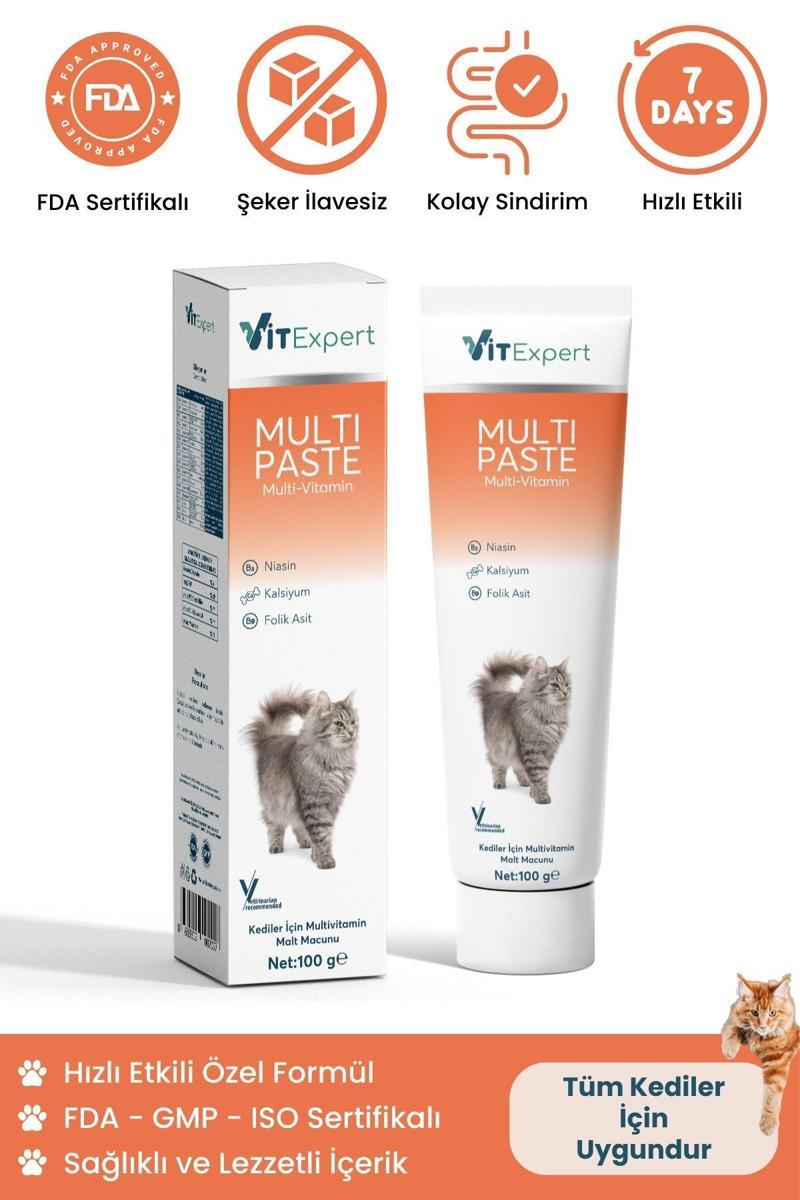 Multi,Paste,Tüm,Kediler,Için,Multi,Vitamin,Bağışıklık,Ve,Tüy,Sağlığı,Destekleyici,Malt,Macun,100,Gr