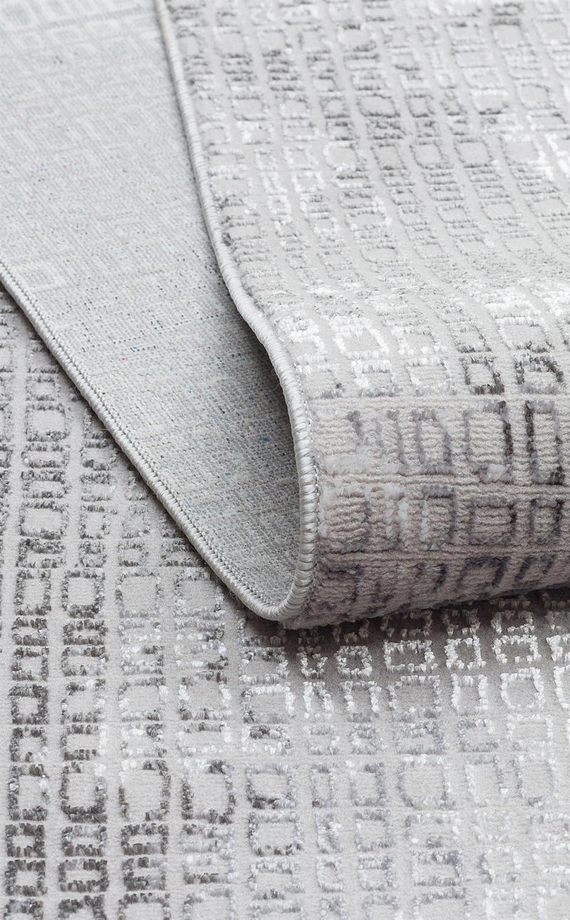 Sateen Koleksiyonu Makinede yıkanabilen, kolay kullanımlı kaymaz taban halı ST108 Koyu Gri