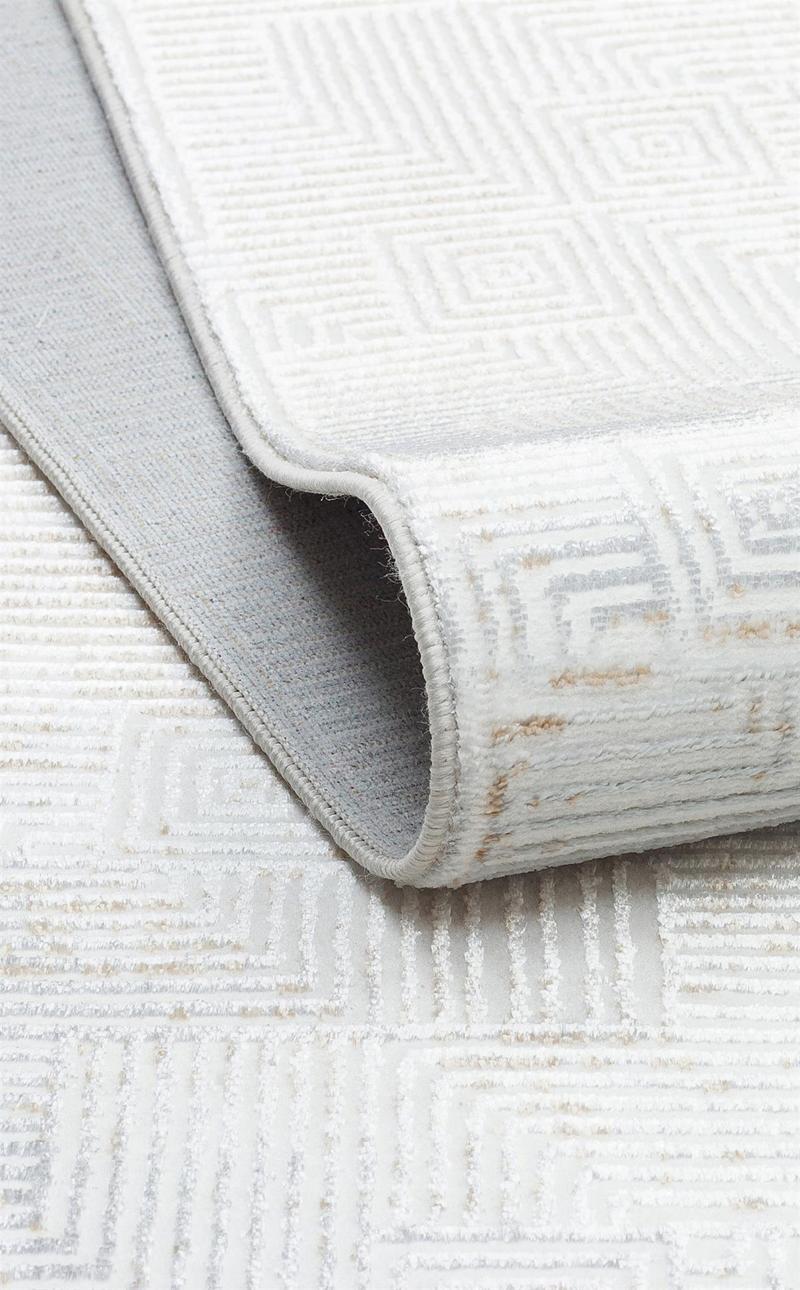 Sateen Koleksiyonu Makinede yıkanabilen, kolay kullanımlı kaymaz taban halı ST109 Krem Bej
